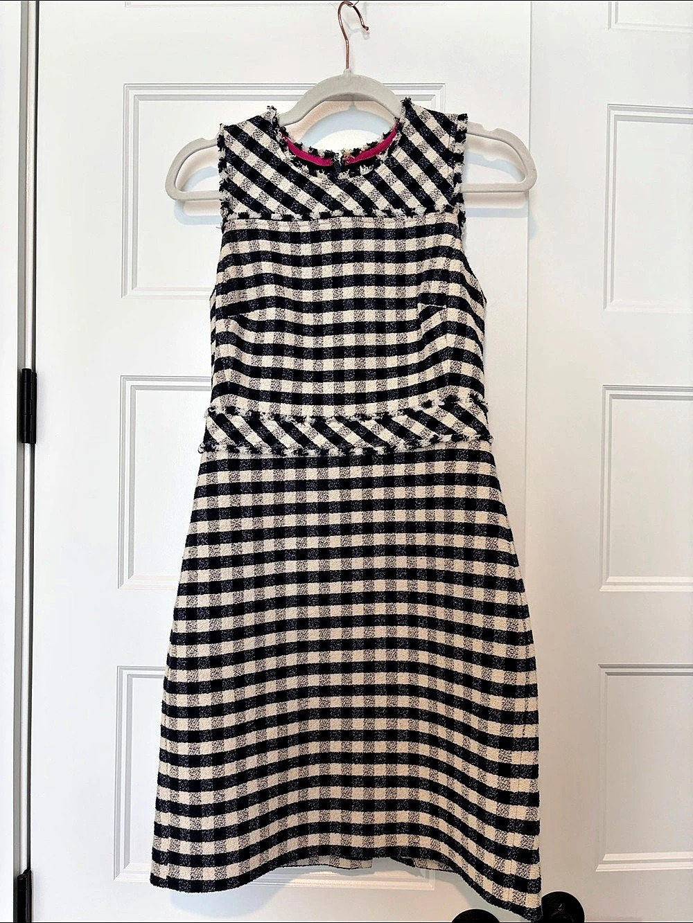 J.Crew Sheath dress in gingham tweed Blue & White Size 2P